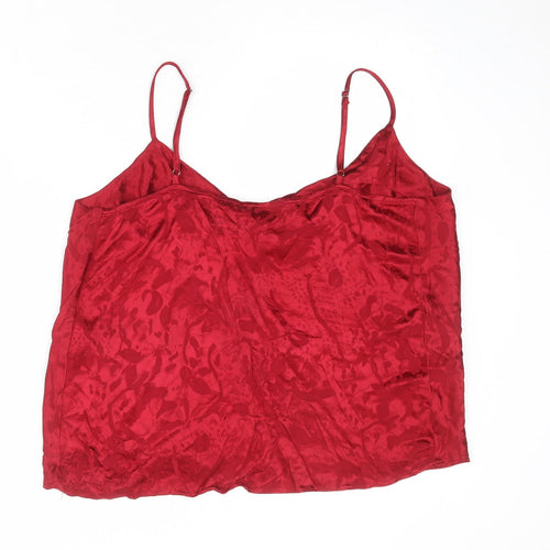 River Island Womens Red Geometric Viscose Camisole Tank Size 14 Cowl Neck