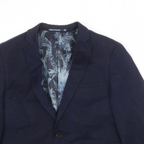 Harry Brown Mens Blue Polyester Jacket Suit Jacket Size 40 Regular