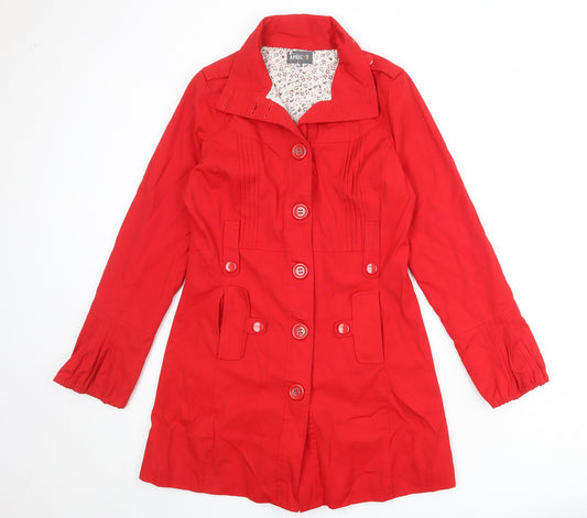 Apricot Womens Red Trench Coat Coat Size M Button