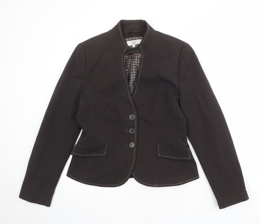 NEXT Womens Brown Polyester Jacket Blazer Size 12