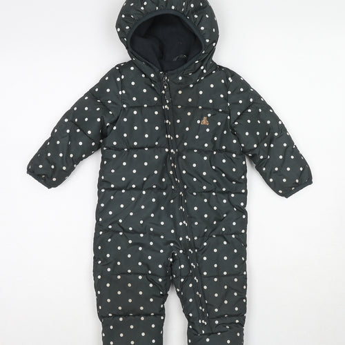 Gap Girls Grey Polka Dot Quilted Coat Size 6-9 Months Zip - 6-12 months Snowsuit