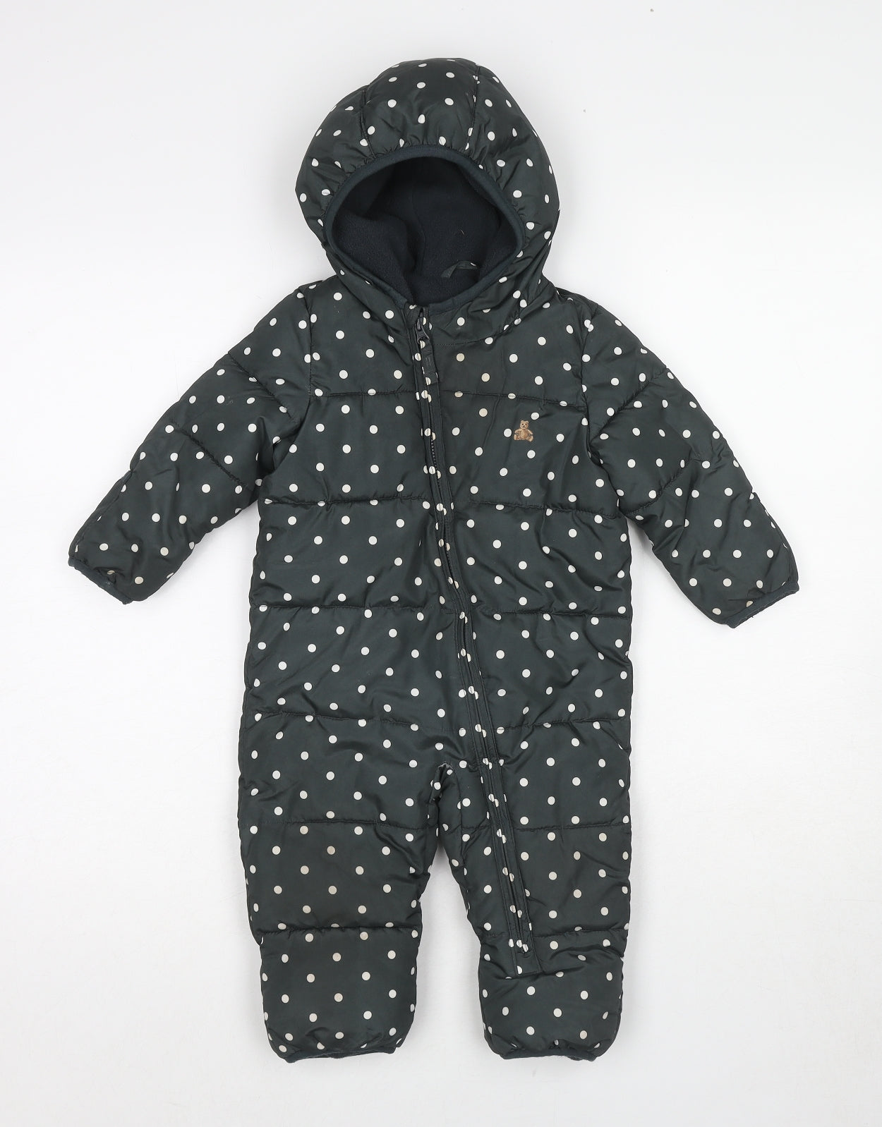 Gap Girls Grey Polka Dot Quilted Coat Size 6-9 Months Zip - 6-12 months Snowsuit