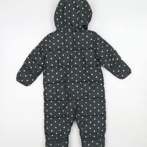 Gap Girls Grey Polka Dot Quilted Coat Size 6-9 Months Zip - 6-12 months Snowsuit