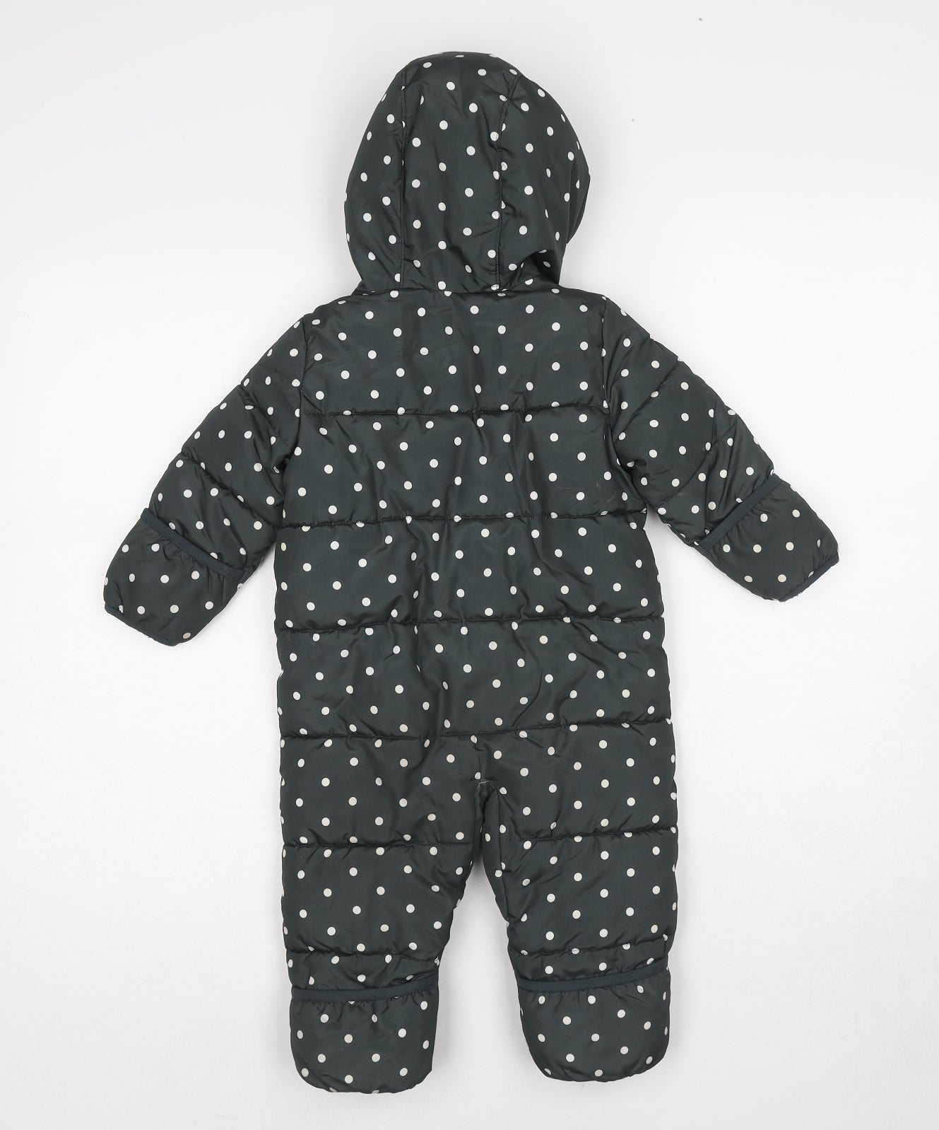 Gap Girls Grey Polka Dot Quilted Coat Size 6-9 Months Zip - 6-12 months Snowsuit