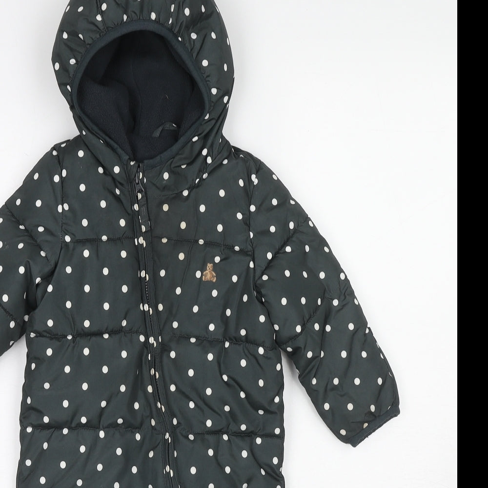 Gap Girls Grey Polka Dot Quilted Coat Size 6-9 Months Zip - 6-12 months Snowsuit