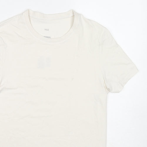 Marks and Spencer Mens White Acrylic T-Shirt Size S Round Neck