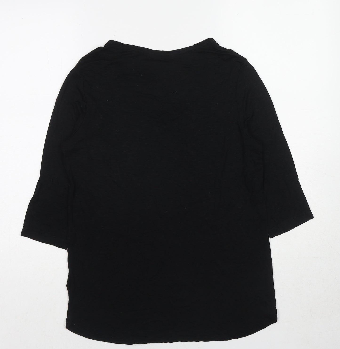 Marks and Spencer Womens Black Viscose Basic T-Shirt Size 12 V-Neck