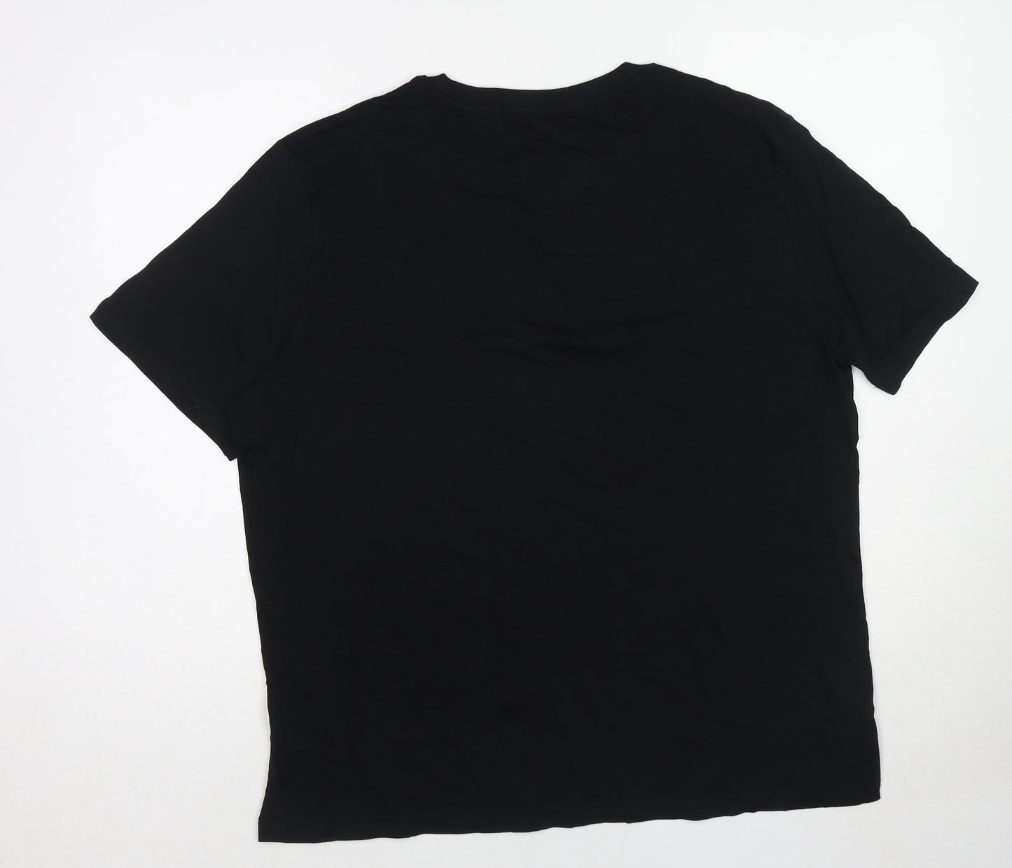 Marks and Spencer Mens Black Cotton T-Shirt Size XL Round Neck