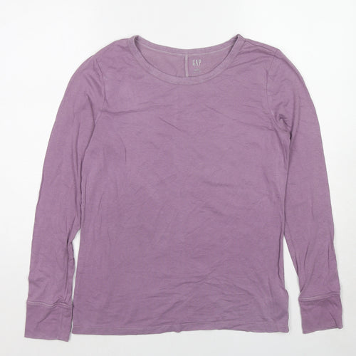 Gap Womens Purple Cotton Basic T-Shirt Size L Boat Neck