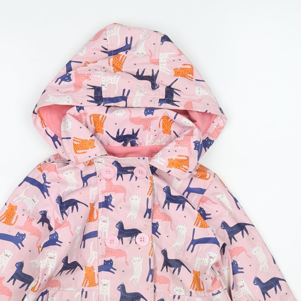 Minoti Girls Pink Geometric Jacket Size 5-6 Years Button - Cat Print