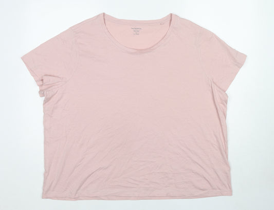 Marks and Spencer Womens Pink Cotton Basic T-Shirt Size 22 Round Neck