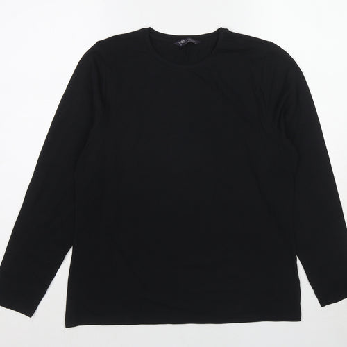 Marks and Spencer Womens Black Cotton Basic T-Shirt Size 16 Crew Neck