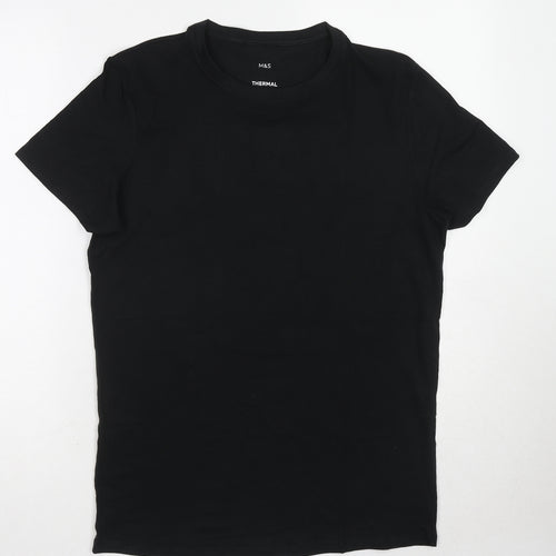 Marks and Spencer Mens Black Acrylic T-Shirt Size M Round Neck