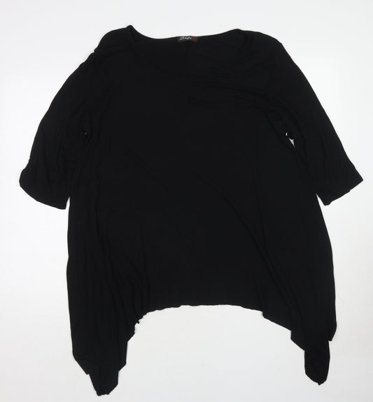 Style Womens Black Polyester Tunic T-Shirt Size 20 Boat Neck - Size 20-22