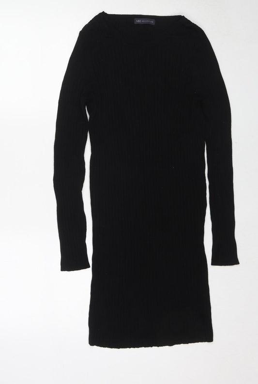 Marks and Spencer Womens Black Round Neck Viscose Pullover Jumper Size 8