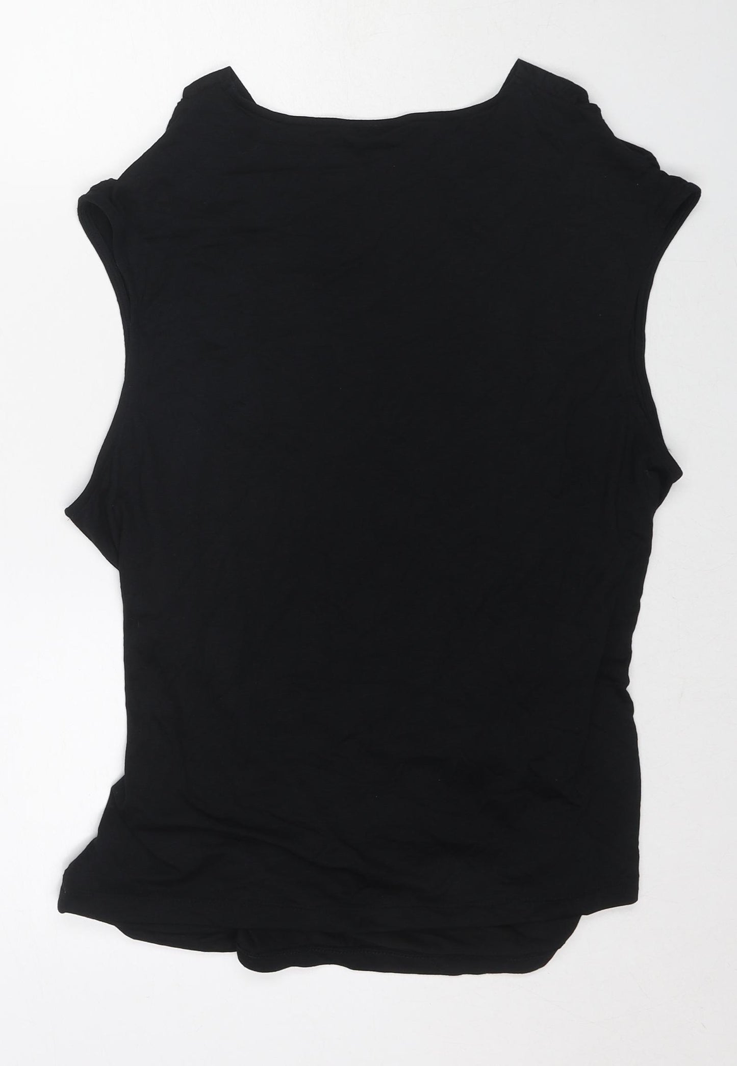 Marks and Spencer Womens Black Modal Basic T-Shirt Size 20 V-Neck - Wrap Front Detail