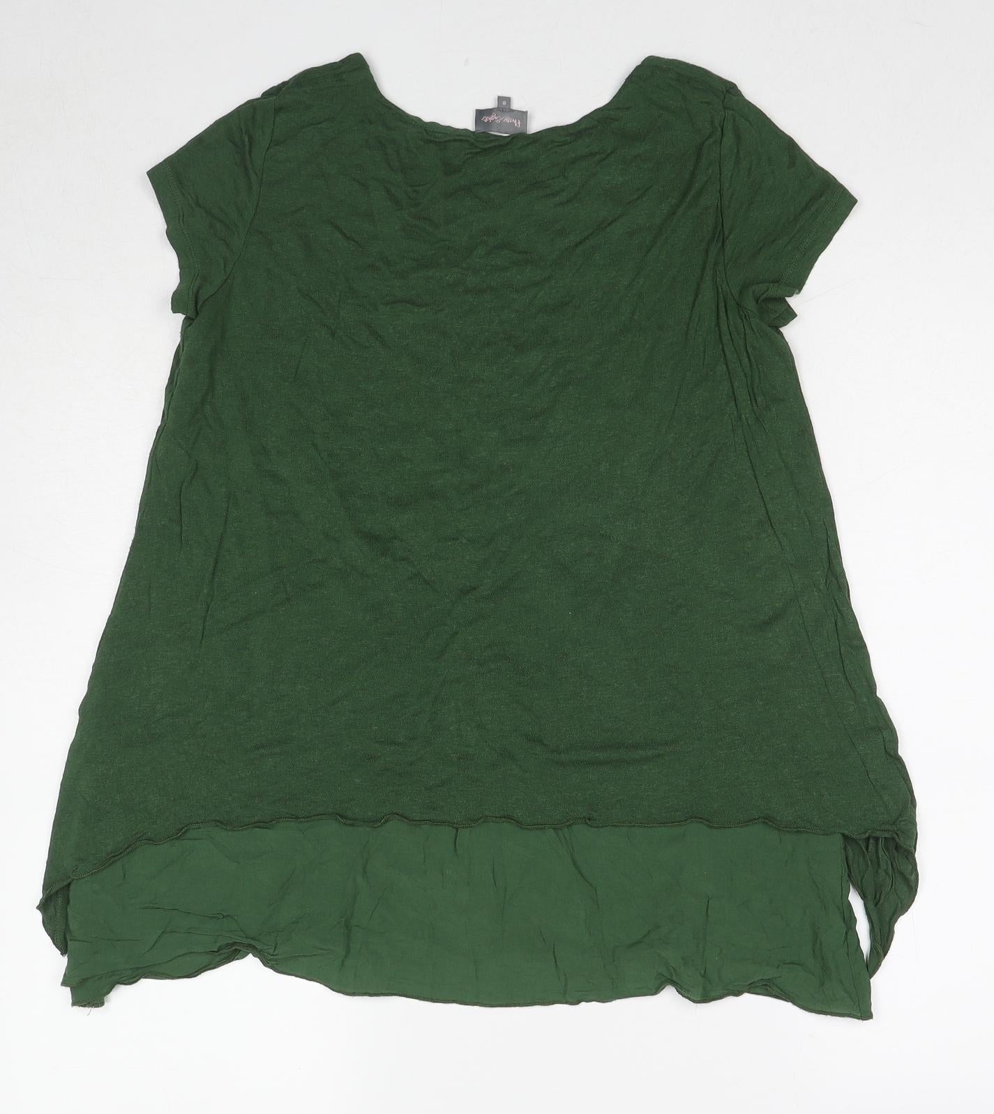 Phase Eight Womens Green Polyester Basic T-Shirt Size 8 Boat Neck - Layered