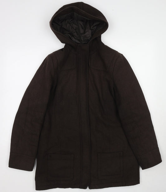 La Redoute Womens Brown Overcoat Coat Size 12 Zip