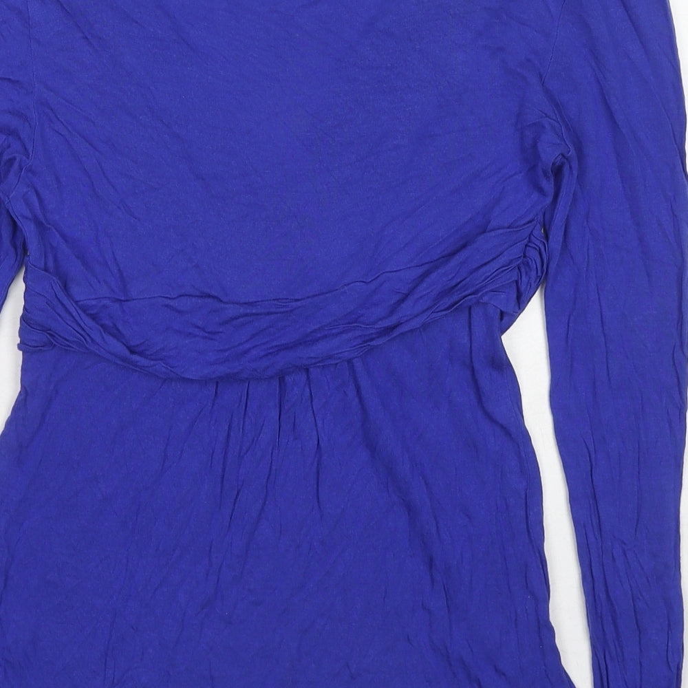 Crew Clothing Womens Blue Viscose Basic Blouse Size 12 V-Neck - Gathered Detail