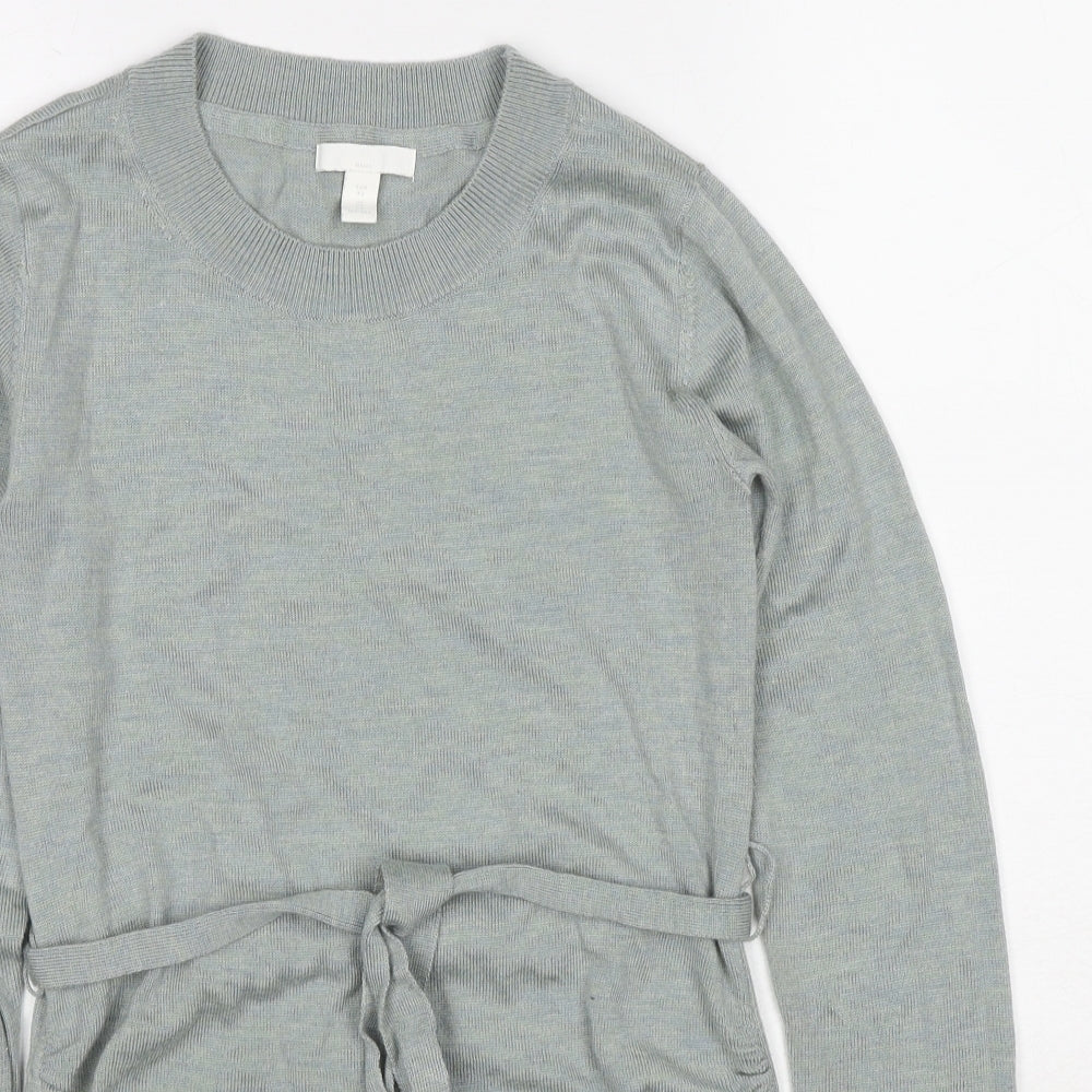 H&M Womens Grey Round Neck Acrylic Pullover Jumper Size XS