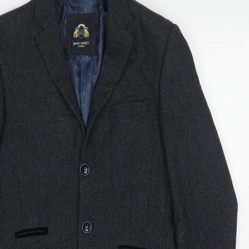 Marc Darcy Mens Grey Wool Jacket Blazer Size 38 Regular - Longline