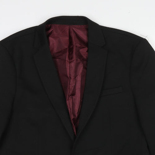 River Island Mens Black Polyester Jacket Suit Jacket Size 44 Regular