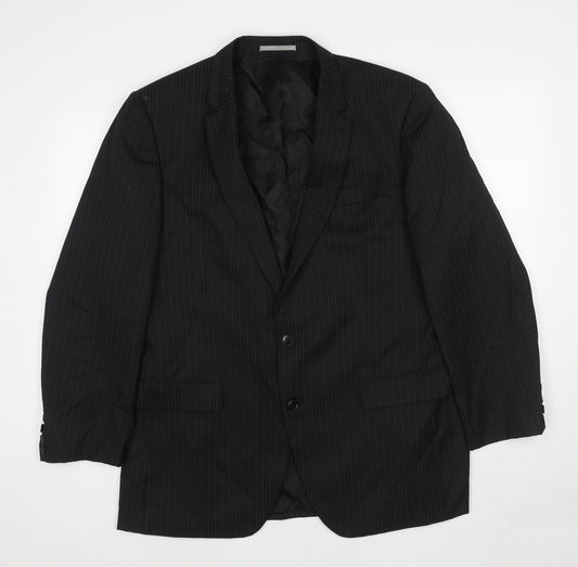 NEXT Mens Black Striped Polyester Jacket Suit Jacket Size 44 Regular