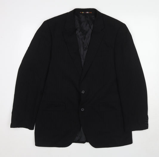 River Island Mens Black Striped Polyester Jacket Suit Jacket Size 42 Regular