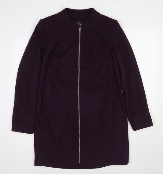 Marks and Spencer Womens Purple Overcoat Coat Size 10 Zip