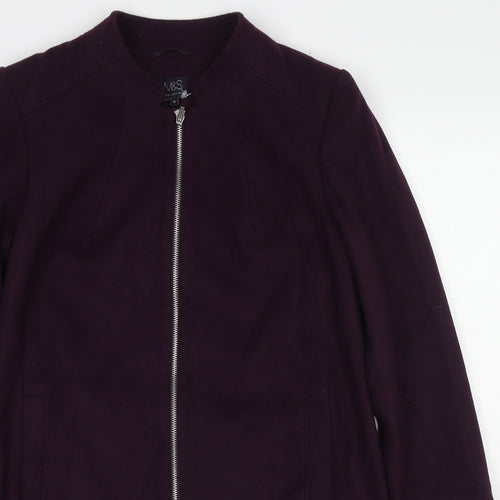 Marks and Spencer Womens Purple Overcoat Coat Size 10 Zip