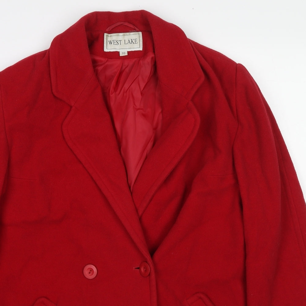 West Lake Womens Red Overcoat Coat Size 10 Button