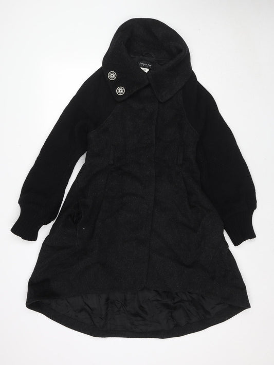 Patrizia Pepe Womens Black Overcoat Coat Size L Button