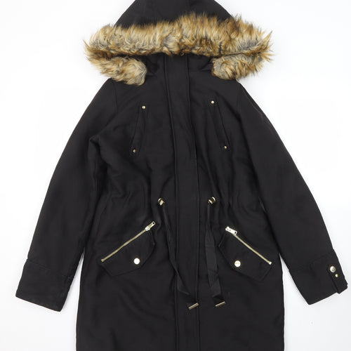 NEXT Womens Black Parka Coat Size 8 Zip