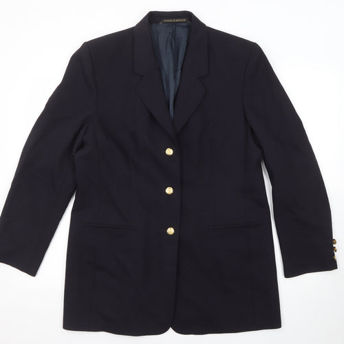Marks and Spencer Womens Blue Wool Jacket Suit Jacket Size 16