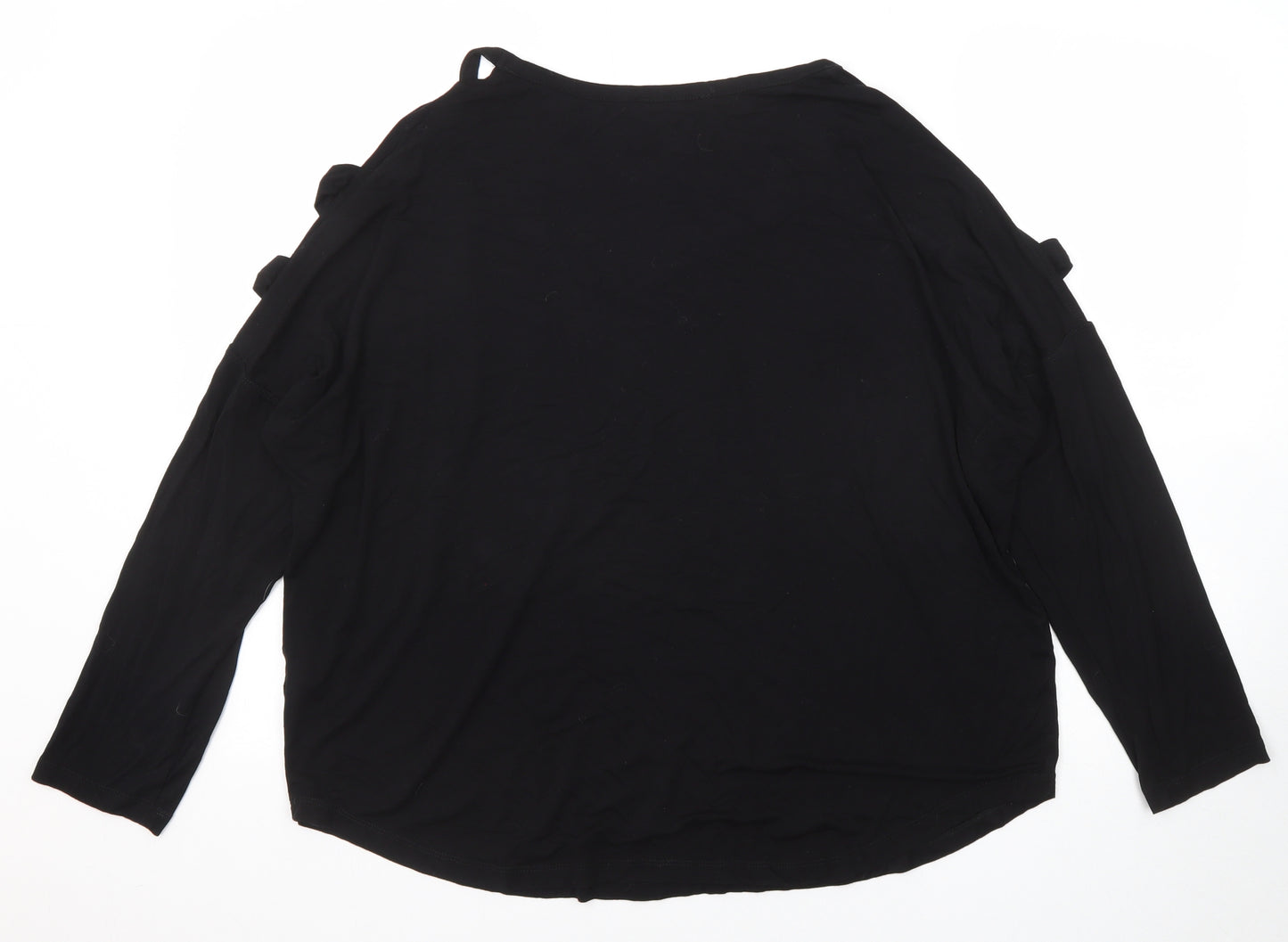 Select Womens Black Viscose Basic T-Shirt Size 18 V-Neck