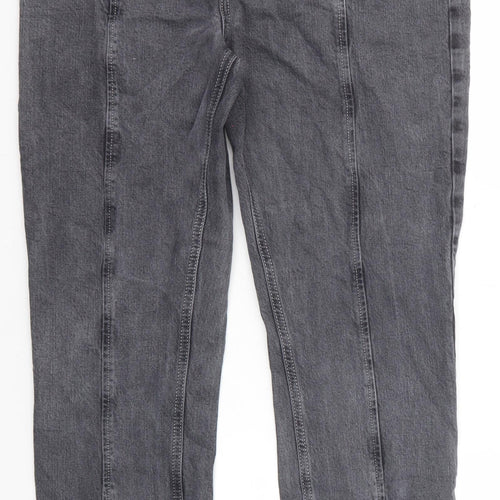 Topshop Womens Grey Cotton Straight Jeans Size 34 in L32 in Regular Zip