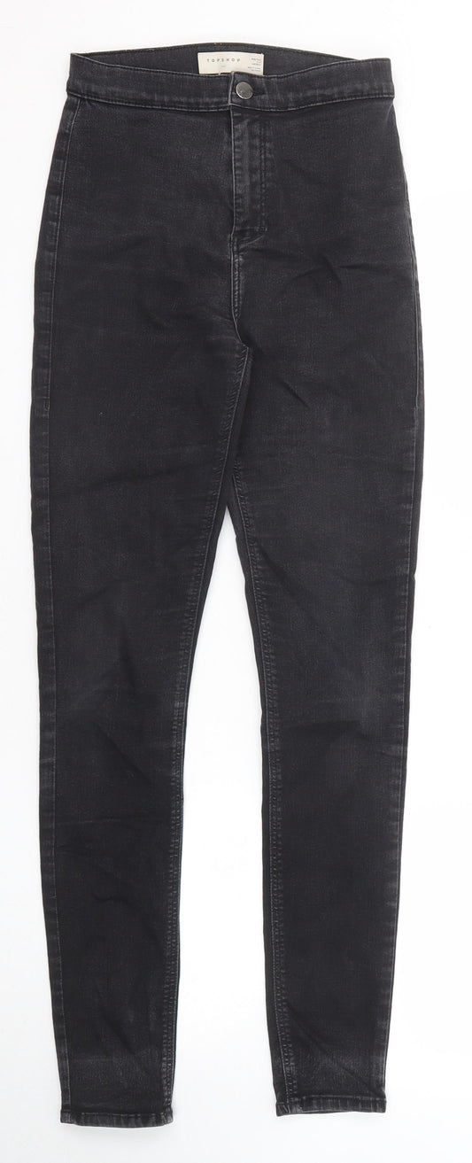 Topshop Womens Black Cotton Skinny Jeans Size 30 in L34 in Regular Zip
