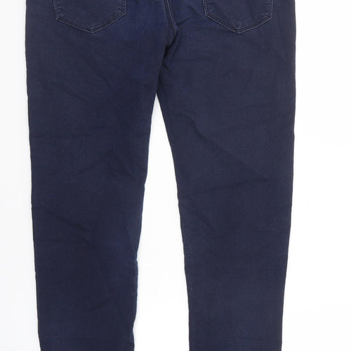 Marks and Spencer Womens Blue Cotton Skinny Jeans Size 10 Regular Zip - Short Leg