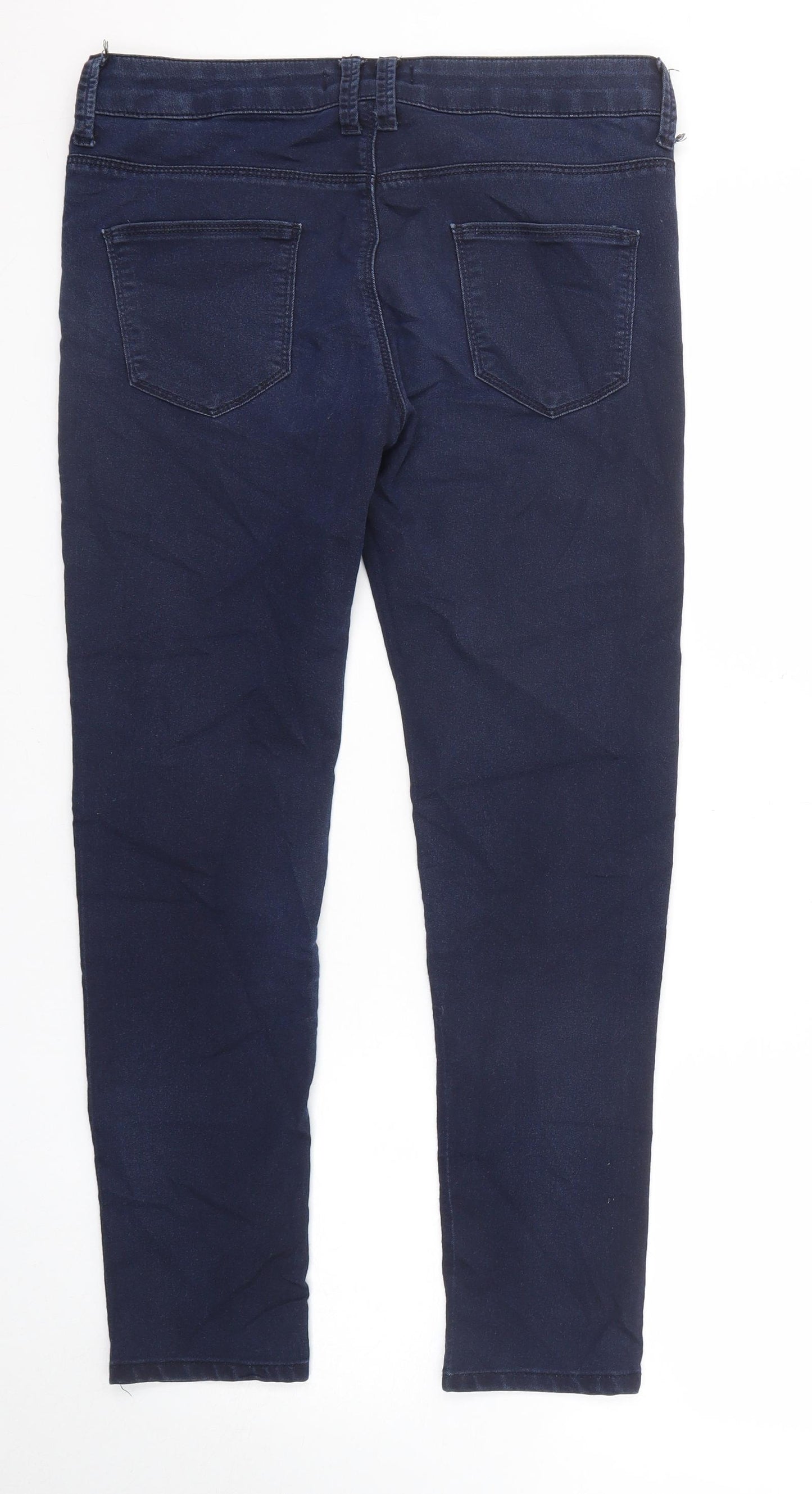 Marks and Spencer Womens Blue Cotton Skinny Jeans Size 10 Regular Zip - Short Leg
