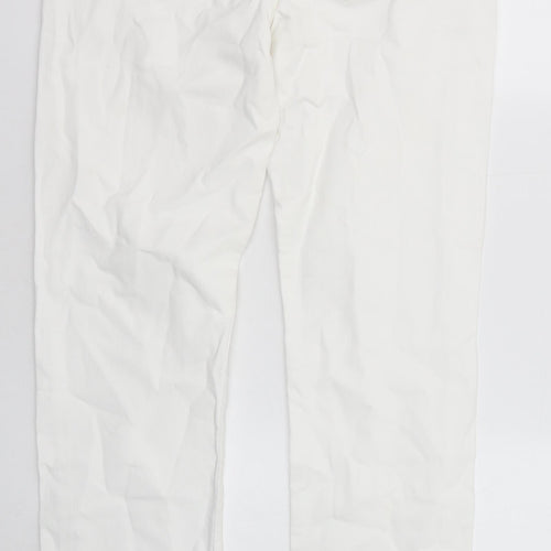 Marks and Spencer Womens White Cotton Straight Jeans Size 10 Regular Zip - Long Leg