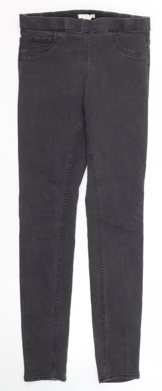 H&M Womens Grey Cotton Jegging Jeans Size 10 Regular Zip