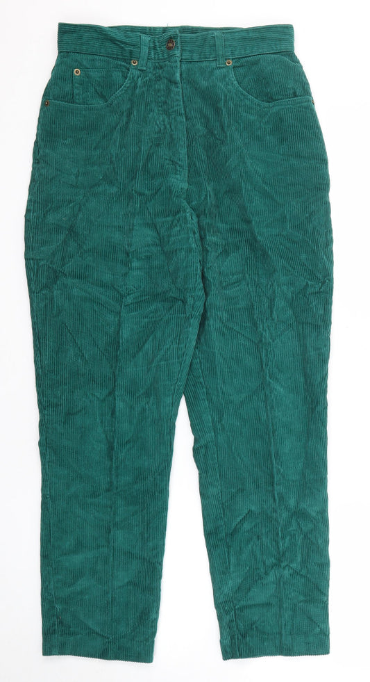 Essential Womens Green Cotton Trousers Size 12 Regular Zip