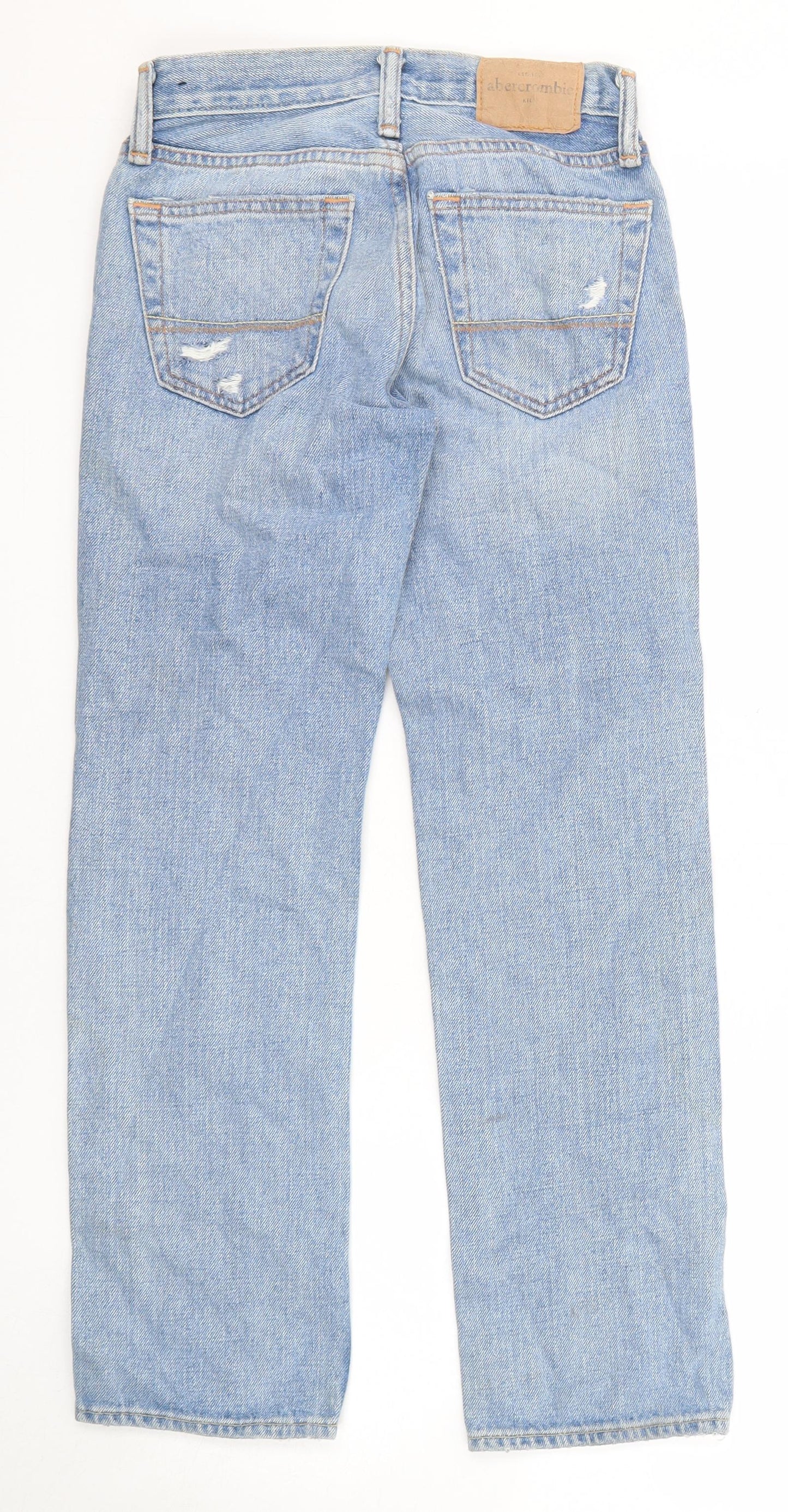 abercrombie kids Girls Blue Cotton Straight Jeans Size 12 Years Regular Zip - Distressed