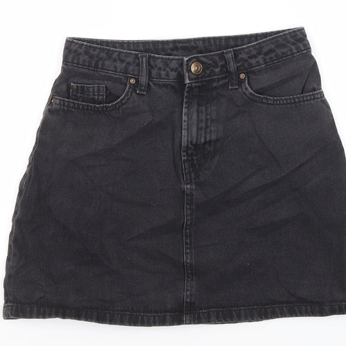 Divided by H&M Womens Black Cotton Mini Skirt Size 8 Zip