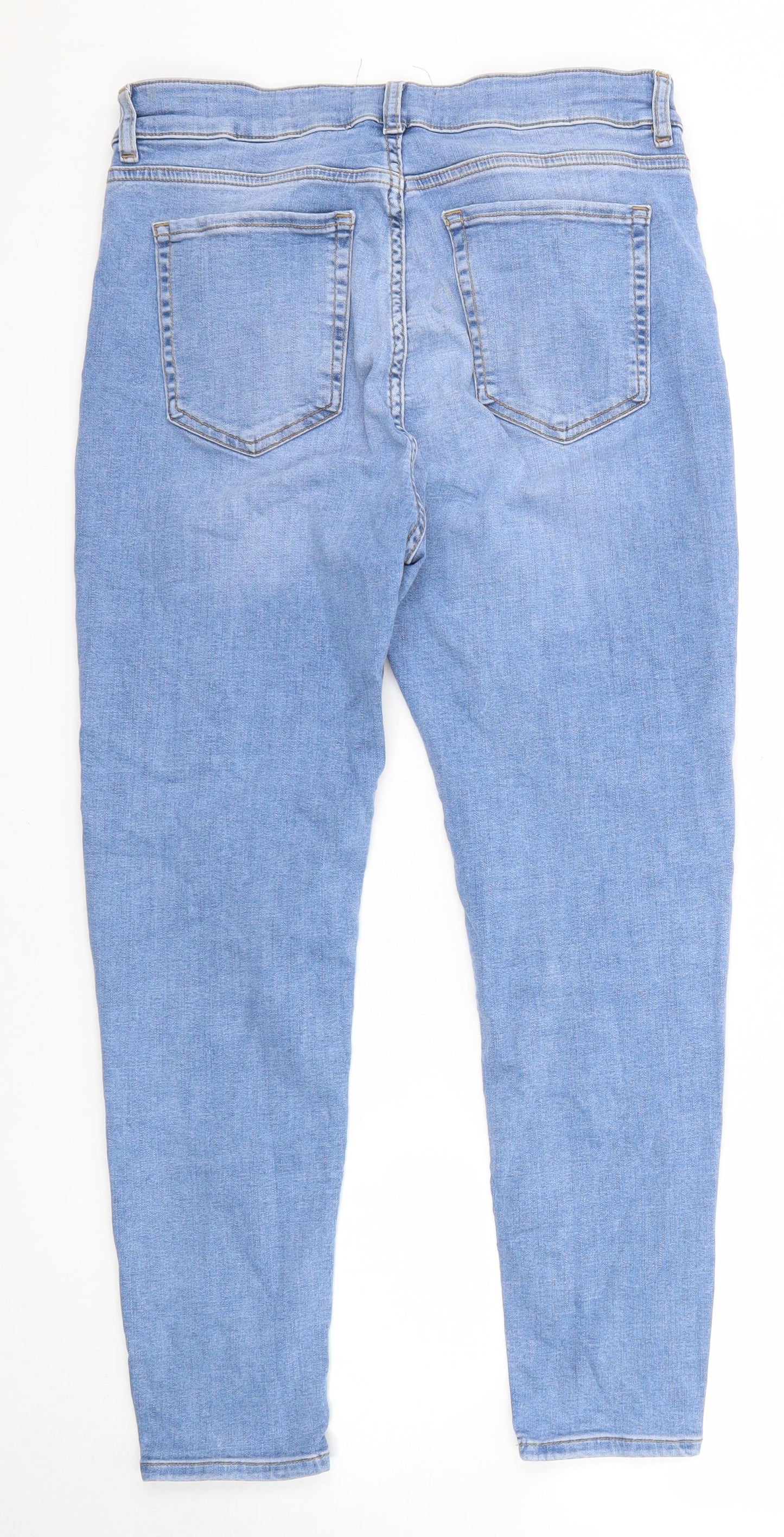 Per Una Womens Blue Cotton Mom Jeans Size 14 Regular Zip - Short Leg