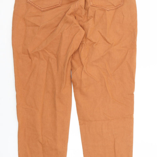 Missguided Womens Orange Cotton Mom Jeans Size 6 Regular Zip