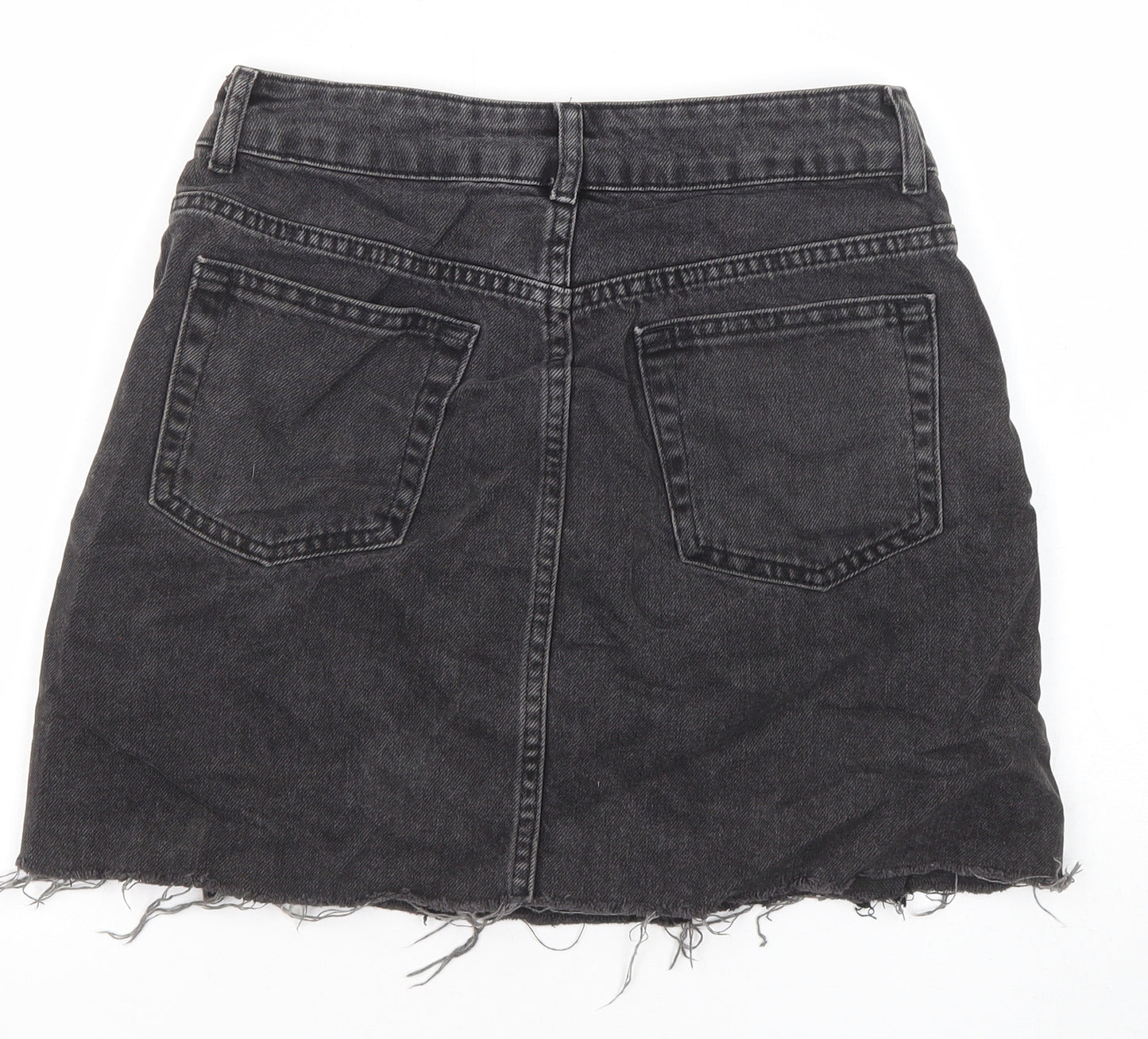 Topshop Womens Black Cotton Mini Skirt Size 10 Zip