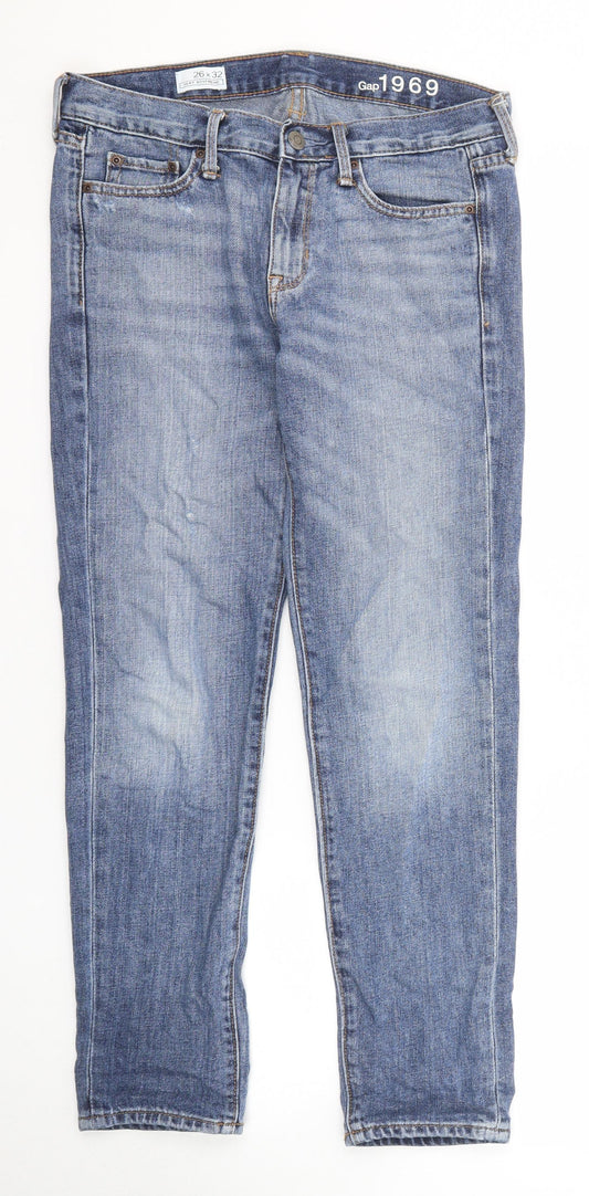 Gap Womens Blue Cotton Straight Jeans Size 26 in L32 in Regular Zip