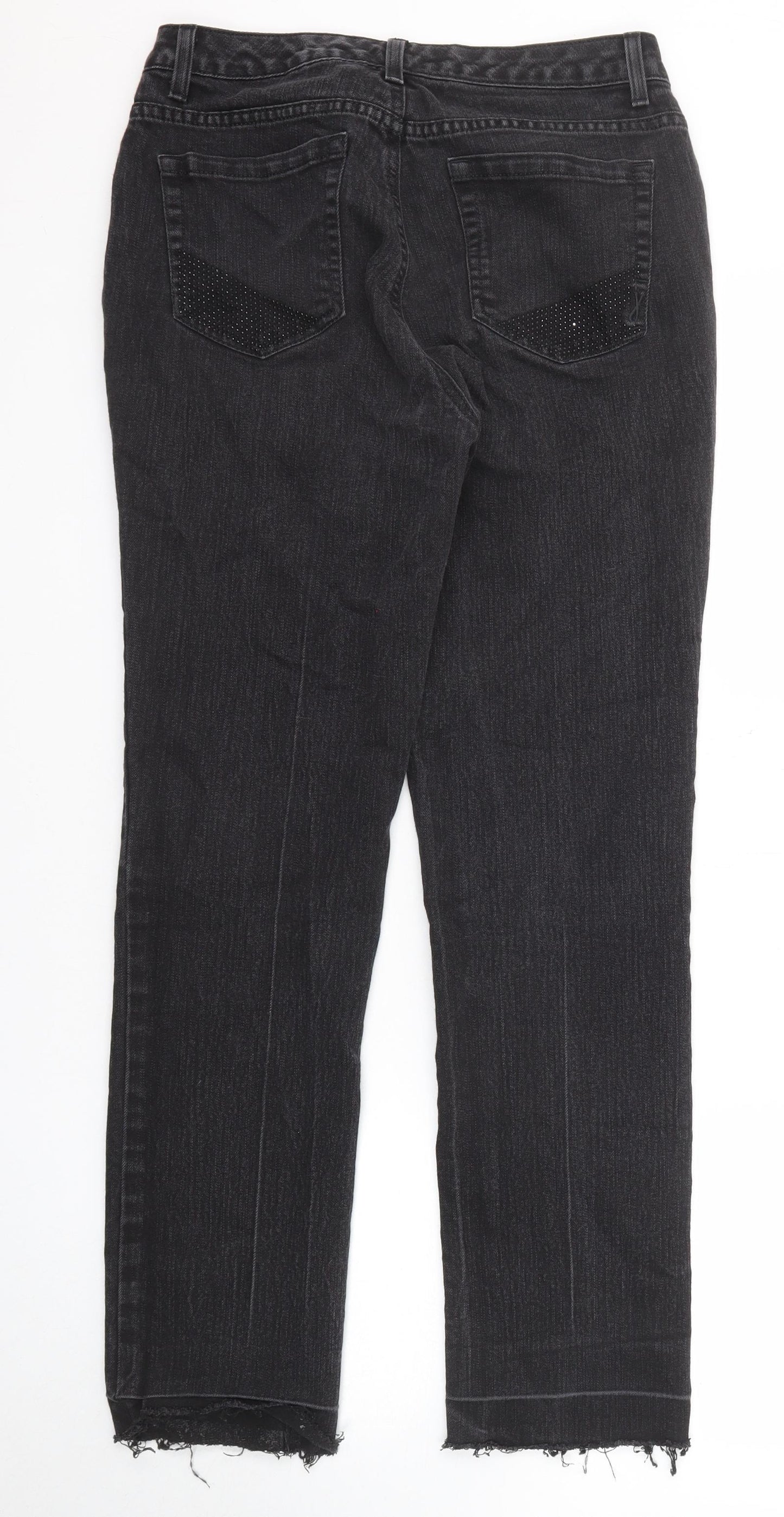 Jones New York Womens Black Cotton Straight Jeans Size 10 Regular Zip
