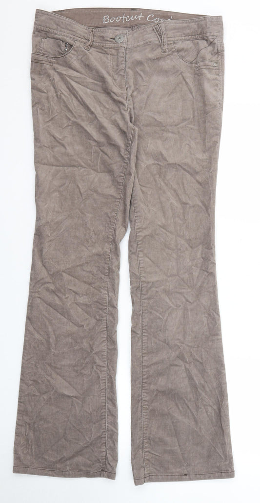 NEXT Womens Brown Cotton Trousers Size 14 Regular Zip